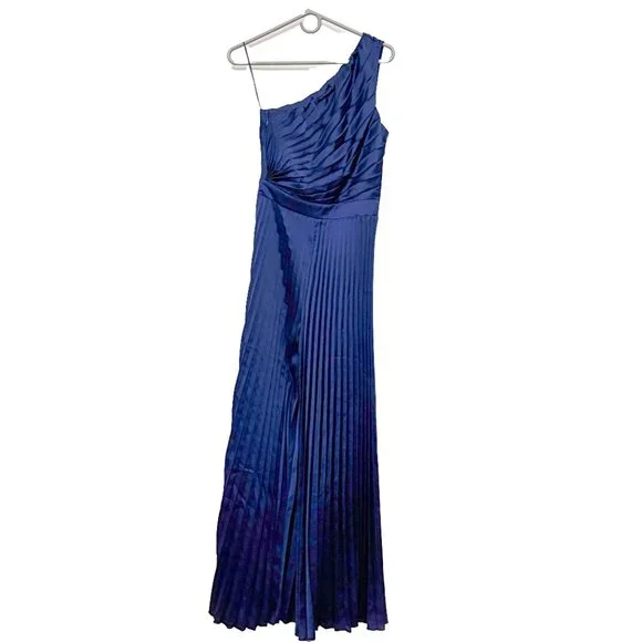 A&F Giselle Pleated One-Shoulder Jumpsuit US Size 4-6 - NAVY - Picture 3 of 5